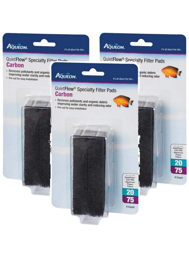 Aqueon (3 Pack) QuietFlow Carbon Specialty Filter Pads, Size 20/75, 4 Pads Per Pack3