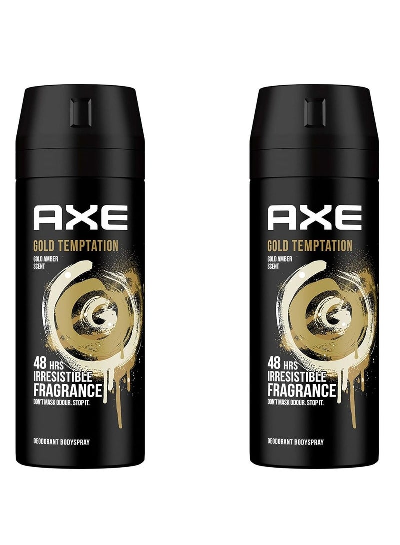 Axe Body Spray for Men Gold Temptation 2PCS*150ML - Image 1