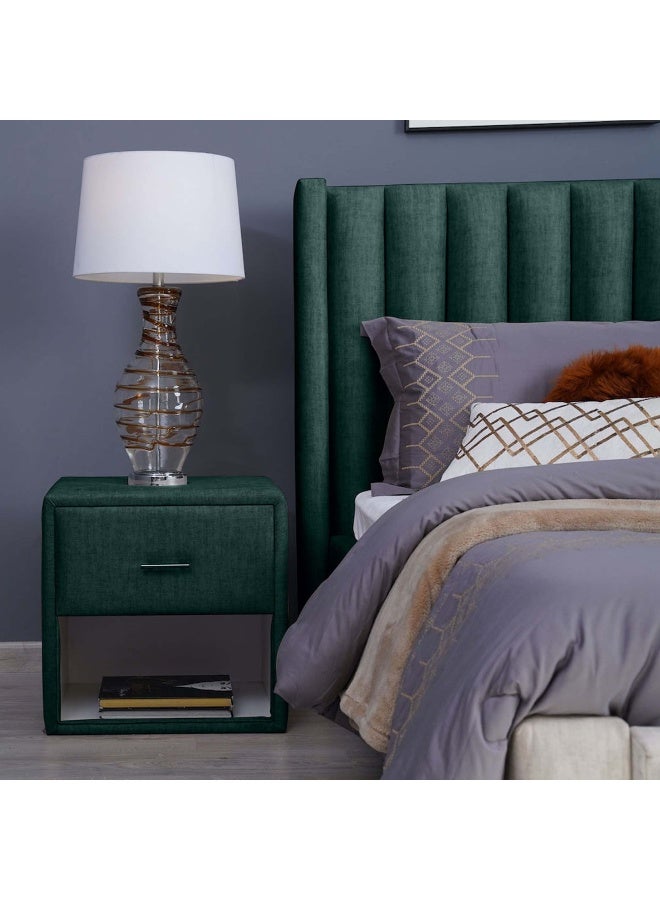 Pan Home Emirates Single Drawer Night Stand-Chanel~Olive Green  - Image 1