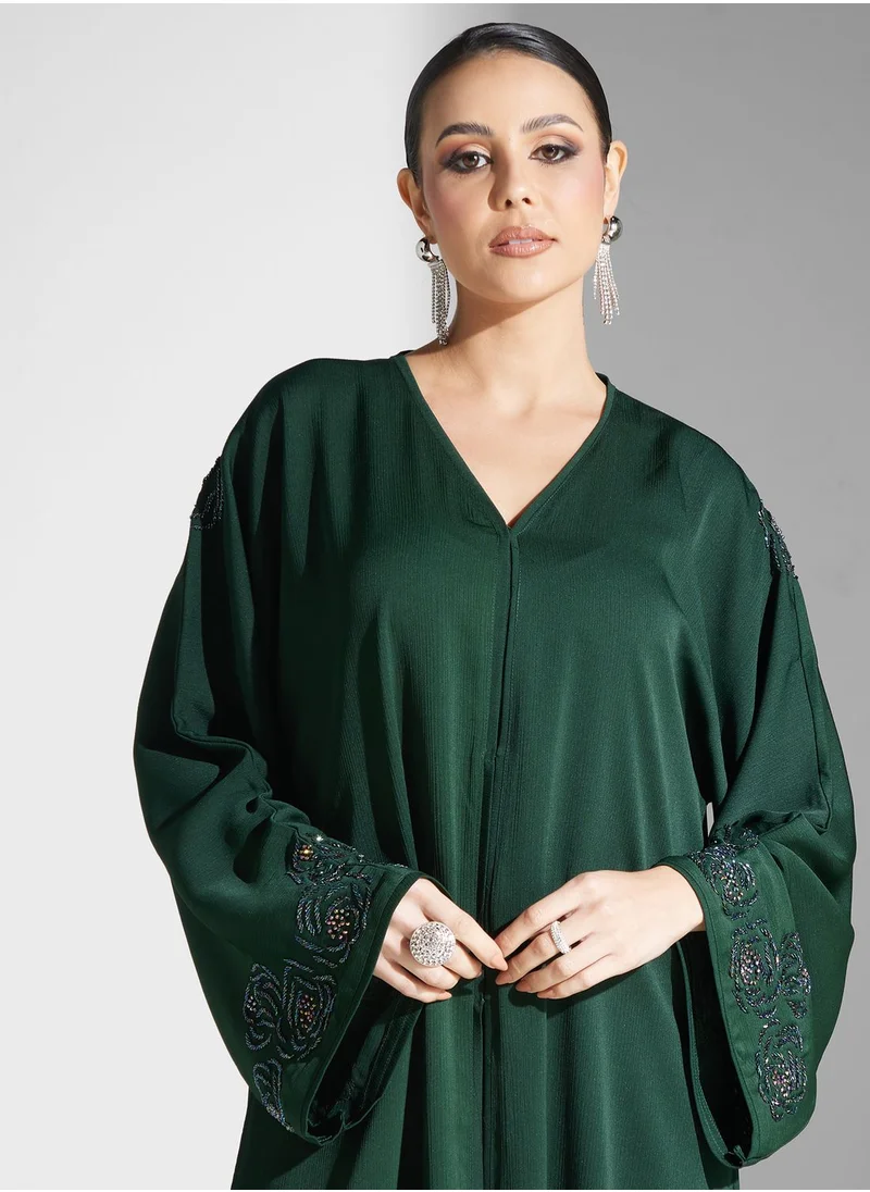 hayas closet Embellished Button Detail Abaya