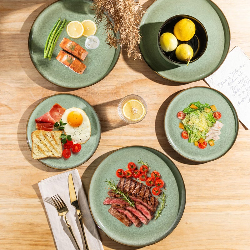 LERATIO Ceramic Dinnerware Sets for 4,12 Pieces Poreclain Plates and Bowls Sets,Scratch Resistant Dishes,Dishwasher & Microwave Safe Dishes Set,Service for 4-Light Geen - Image 4