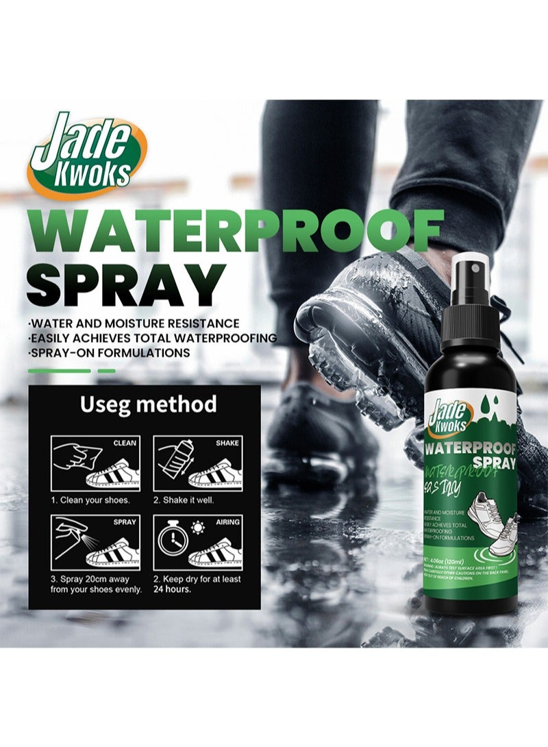 JADE KWOKS Long Lasting High Performance Universal Shoes Dirt Protector Spray ，Shoe waterproof spray，Universal Protector Spray Colourless Clear，Oil Proof Anti Fouling and Waterproof Shoes Spray，120ml  - Image 3