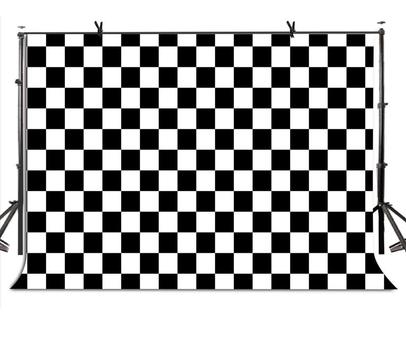 LYLYCTY 7x5ft Checkers Backdrop Black and White Racing and Checkered Pattern Photo Booth Chess Board Texture Grid Photography Background LYZY0505