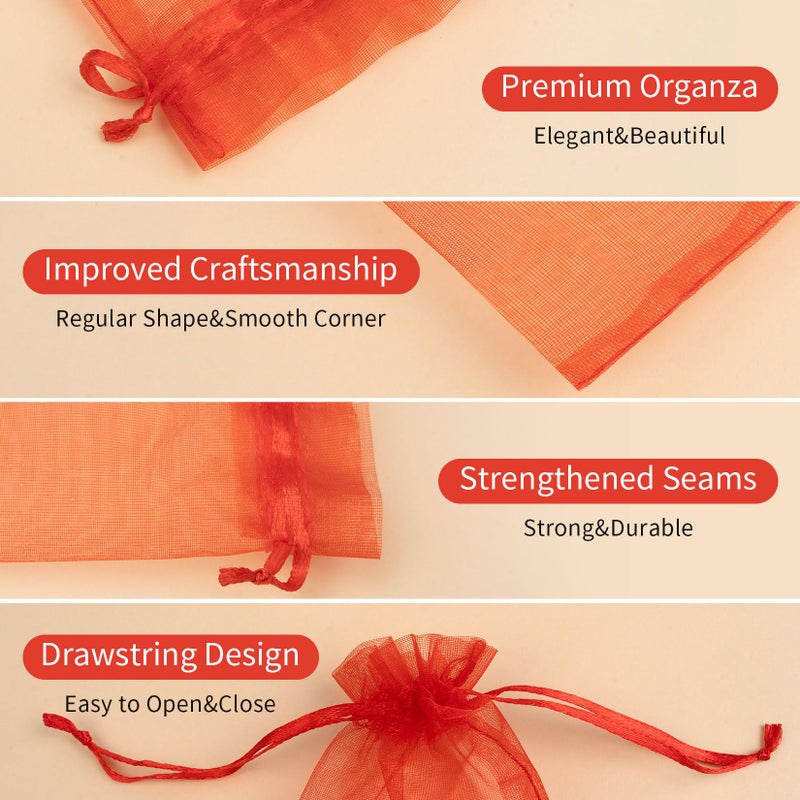 Crweety 50 PCS Organza Bags 3x4, Small Gift Bags for Her Valentine Gifts Favors Goodie, Mini Gift Wrap Bag for Jewelry Makeup Candy Soap, Mesh Drawstring Treat Pouch Bag for Wedding Party Favors(Red) - Image 5