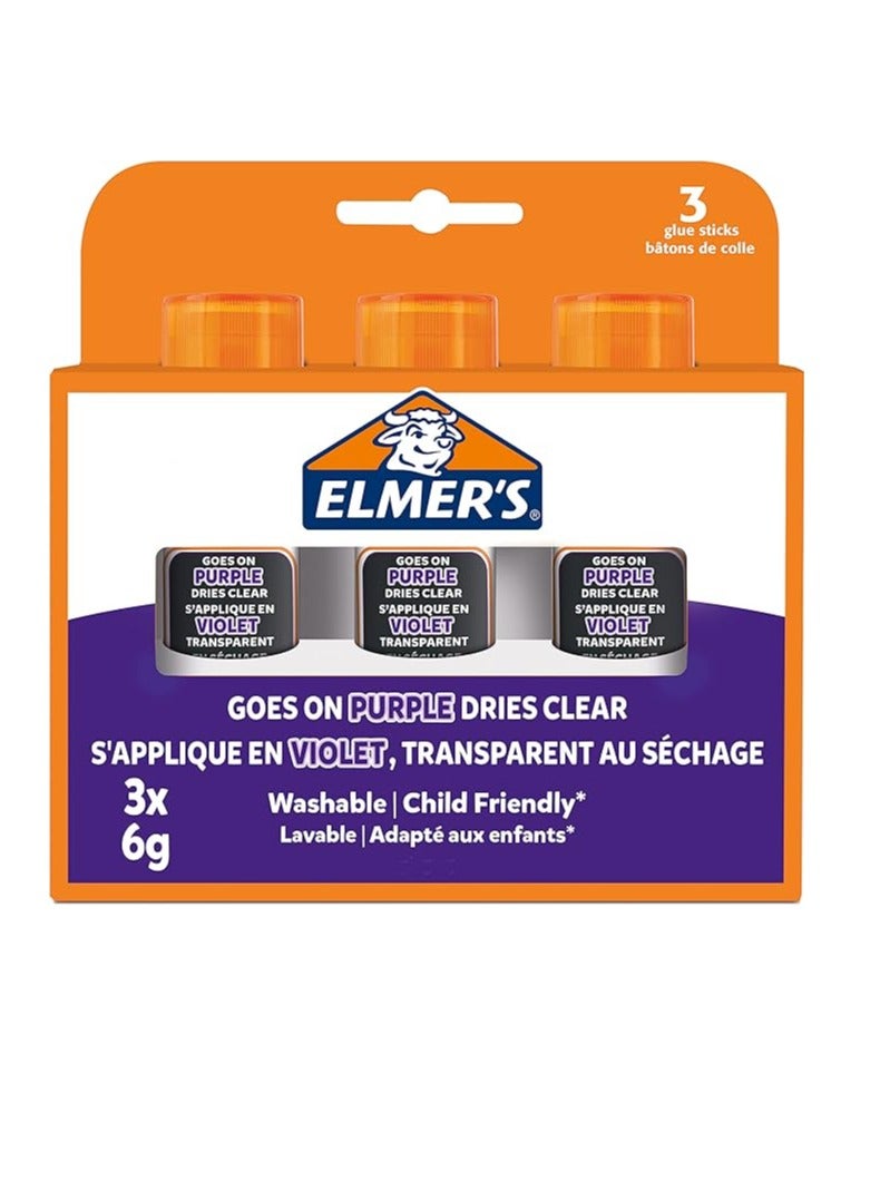 إلميرز عصا الصمغ المختفية من إلمر، 6 جرام - أرجواني، عبوة من 3 قطع - Image 1