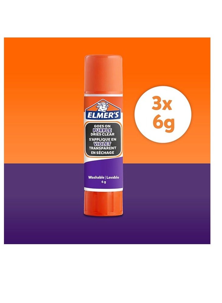 إلميرز عصا الصمغ المختفية من إلمر، 6 جرام - أرجواني، عبوة من 3 قطع - Image 3