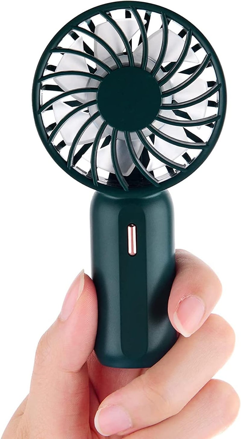 PADOM Handheld Mini Fan Battery Operated Small Personal Portable Fan Speed Adjustable USB Rechargeable Fan for Kids Girls Women Men Home Office Indoor Outdoor Travelling (Green) - Image 1