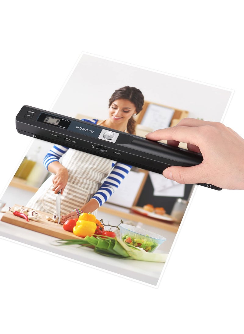 MUNBYN MUNBYN Portable Scanner, Photo Scanner for A4 Documents Pictures Pages Texts in 900 Dpi, Flat Scanning, Include 16G SD Card, Wand Document Reader Uploads Images to Computer Via USB Cable, No Driver  - Image 1