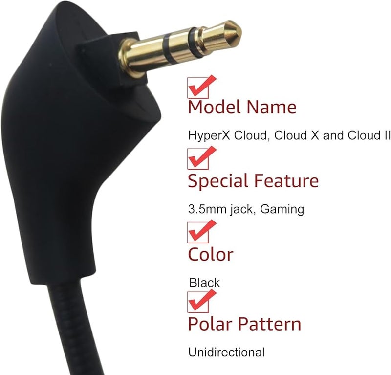 HyperX Cloud Microphone Boom Replacement Black 3 5mm Jack For Cloud Cloud X Cloud II - Image 4