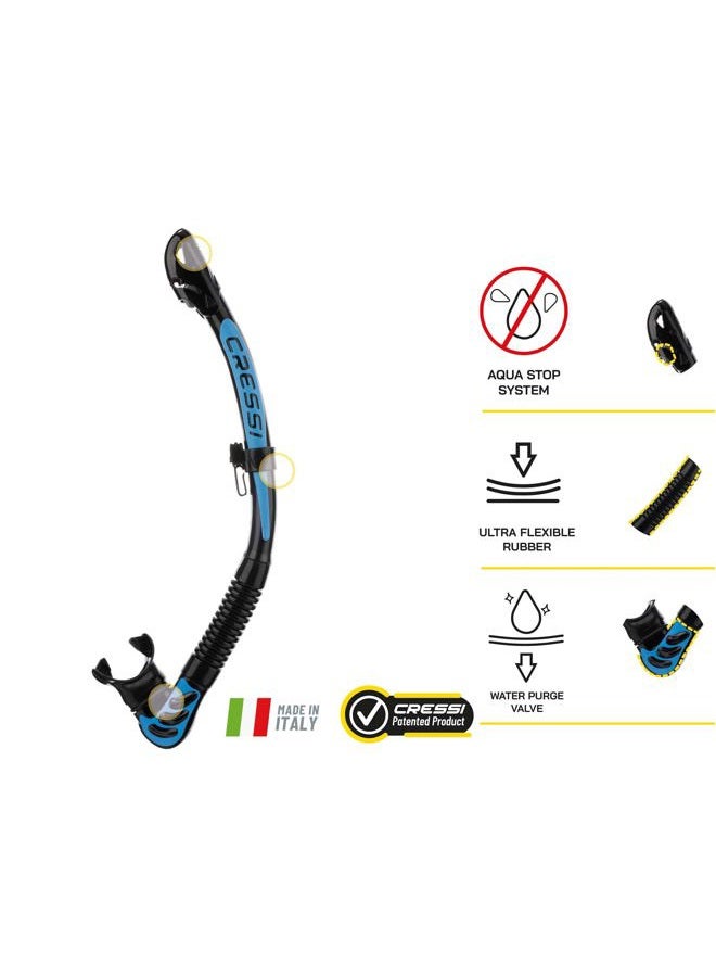 Cressi Sub Alpha Ultra Dry Silicone Snorkel, Black, Adult Size - Image 2