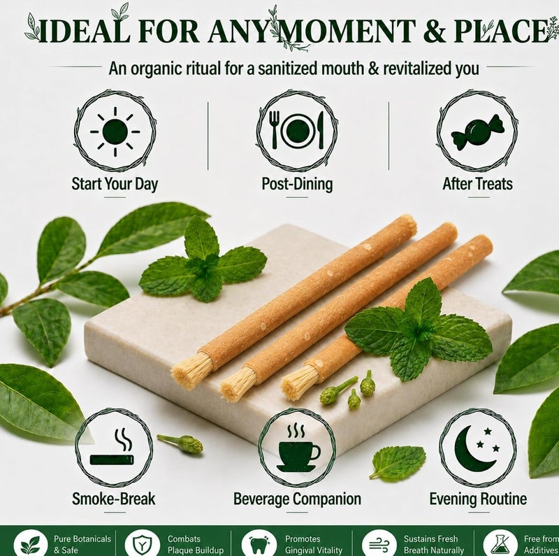 Natural Stick| maswak Chewable Toothbrush | Organic Teeth Cleaning & Whitening | Tooth Brush | 03 with one Holder | Vacuum Sealed for Freshness | Oral Care & Healthy Gums - Image 5