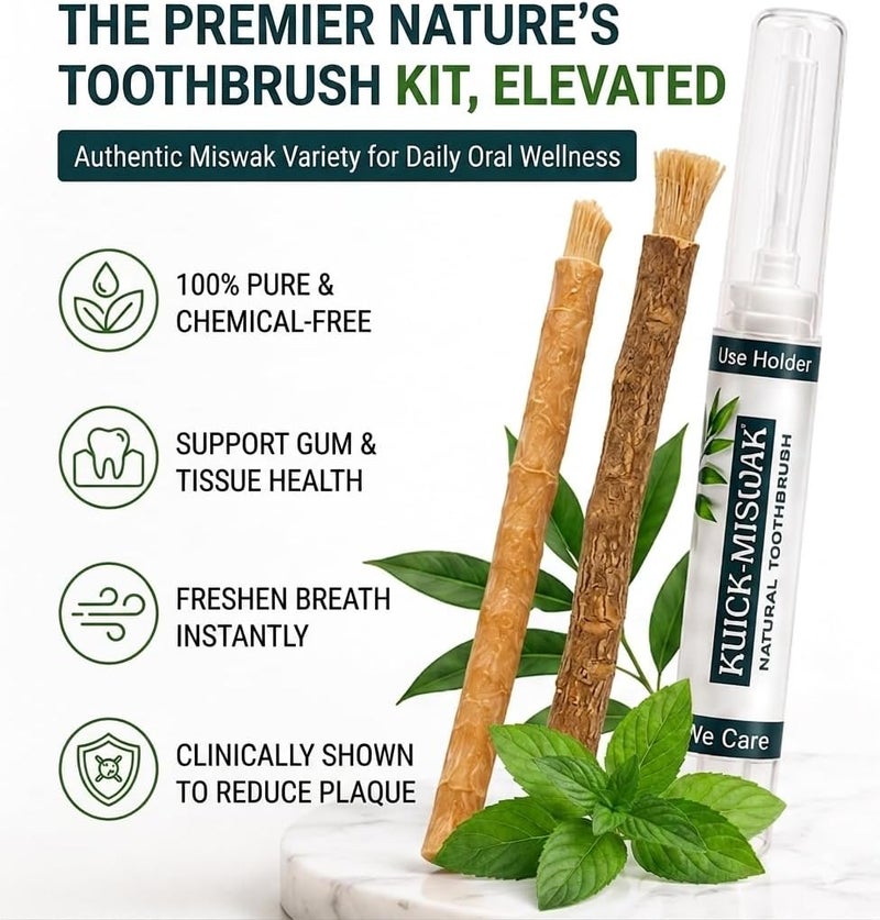 Natural Stick| maswak Chewable Toothbrush | Organic Teeth Cleaning & Whitening | Tooth Brush | 03 with one Holder | Vacuum Sealed for Freshness | Oral Care & Healthy Gums - Image 3