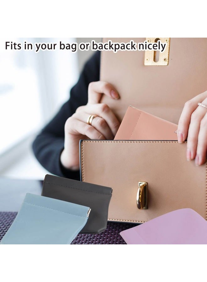 CANIPHA 4pcs Lambskin Pocket Cosmetic Bag, Waterproof Portable No Zipper Self-closing Small Makeup Pouch for Women Mini Travel Storage bag for Cosmetics Headphones Jewelry  - Image 3