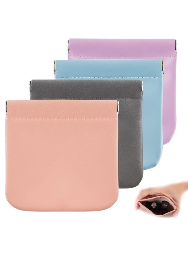 CANIPHA 4pcs Lambskin Pocket Cosmetic Bag, Waterproof Portable No Zipper Self-closing Small Makeup Pouch for Women Mini Travel Storage bag for Cosmetics Headphones Jewelry  - Image 1
