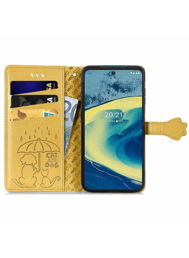 erorex Case For Nokia XR20 Lovely Cat and Dog Embossing Pattern Horizontal Flip Leather Case , with Holder & Card Slots & Wallet & Cartoon Clasp & Lanyard - Image 3