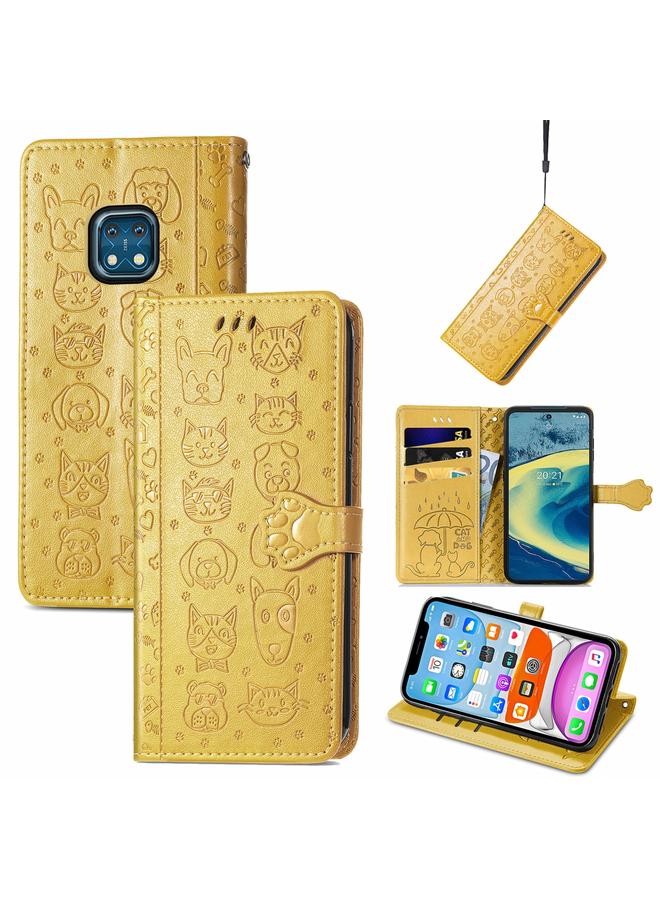 erorex Case For Nokia XR20 Lovely Cat and Dog Embossing Pattern Horizontal Flip Leather Case , with Holder & Card Slots & Wallet & Cartoon Clasp & Lanyard - Image 1