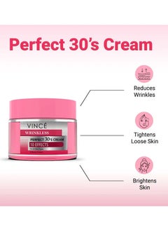 VINCE Anti Wrinkles Cream – 10-in-1 Benefits – Reduces Fine Lines, Wrinkles, Sagginess & Pores – Hydrates, Brightens & Evens Skin Tone – Repairs Skin, Removes Dark Spots & Dead Skin Cells, 50ml  - Image 4
