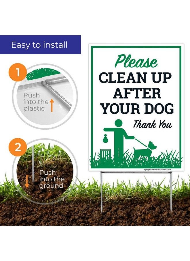 Sigo Signs Please Clean Up After Your Dog Thank You Sign (2 Pack) Double Sided 9X12 Inches Corrugated Plastic With Metal H Stake Made In Usa  - Image 5