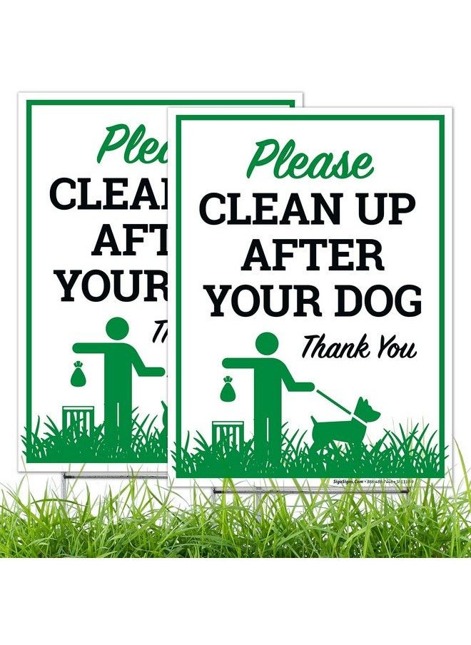 Sigo Signs Please Clean Up After Your Dog Thank You Sign (2 Pack) Double Sided 9X12 Inches Corrugated Plastic With Metal H Stake Made In Usa  - Image 2