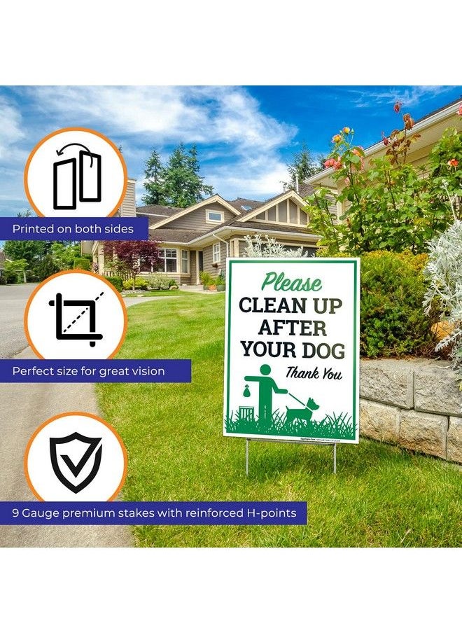Sigo Signs Please Clean Up After Your Dog Thank You Sign (2 Pack) Double Sided 9X12 Inches Corrugated Plastic With Metal H Stake Made In Usa  - Image 3