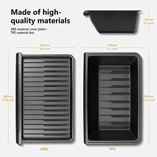 KUNIST 2PCS Under Seat Storage Box for Tesla Model Y 2024, TPE Storage Tray Box with Lid, 2020-2025 Model Y Organizer Accessories, Black (for Five-Seater Model Y) Not fit 2025 New Model Y Juniper - Image 3