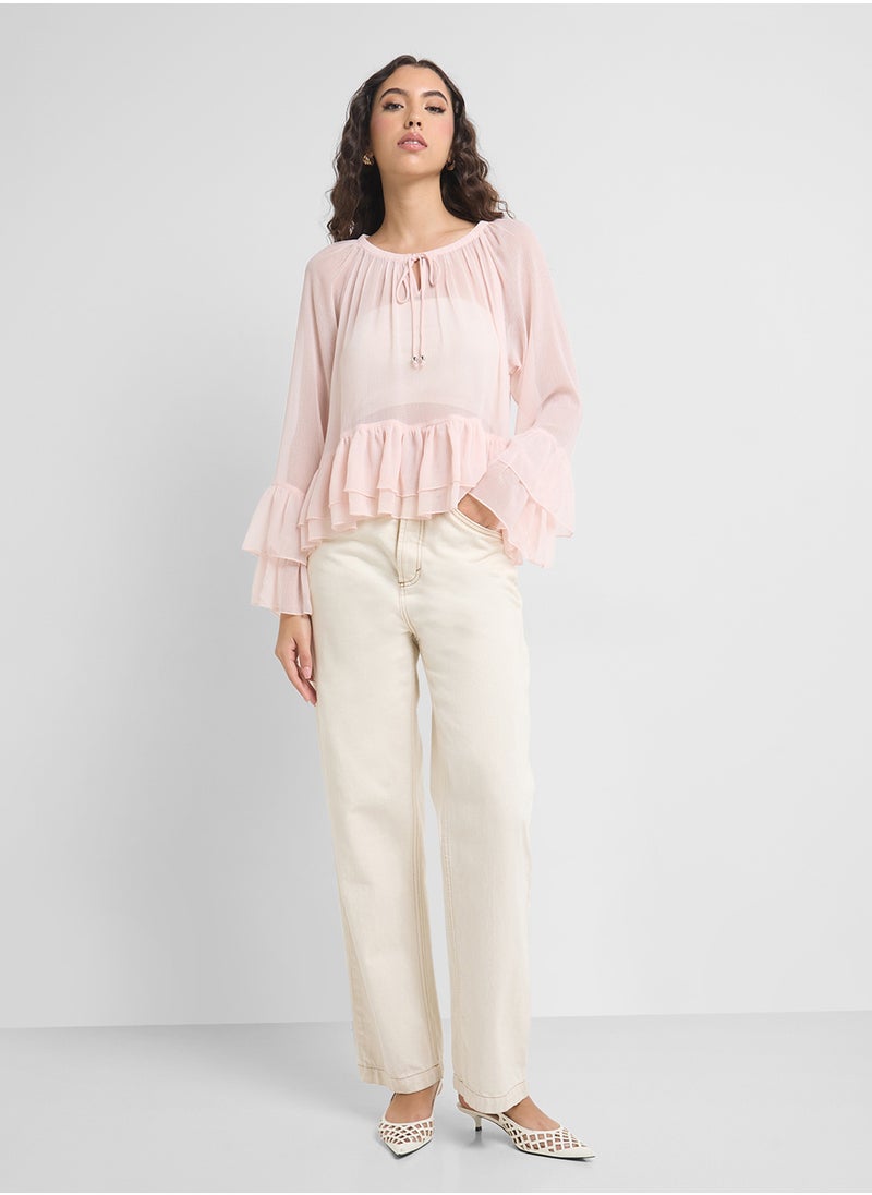 VERO MODA Vmcamille Ls Frill Top  - Image 4