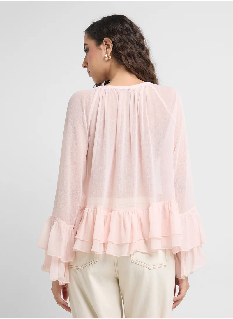 VERO MODA Vmcamille Ls Frill Top
