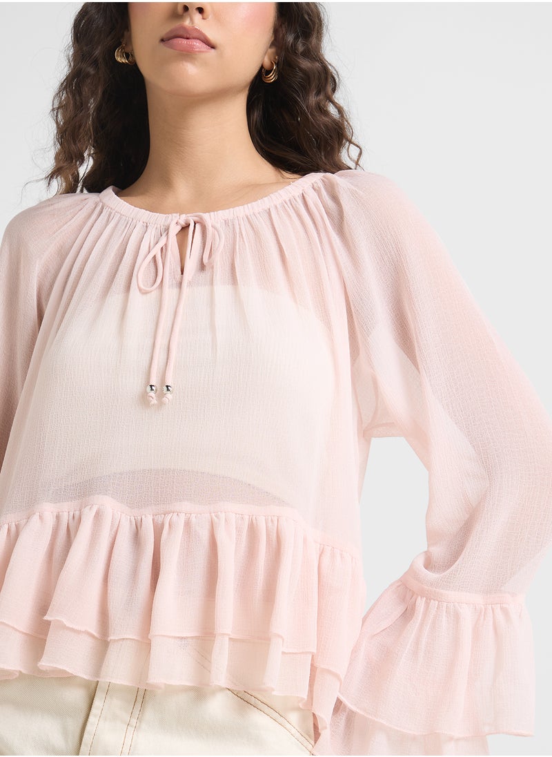 VERO MODA Vmcamille Ls Frill Top  - Image 3