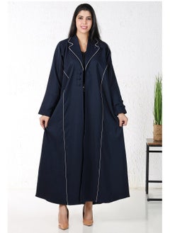 Navy Colored Abaya with White Thread