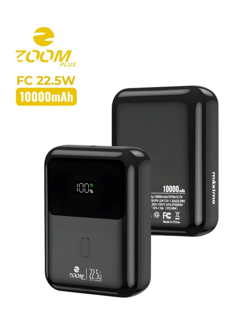 زوم بلس ZP10 10000 مللي أمبير في الساعة مع PD22.5W (سلسلة MAXIMO) بنك طاقة فائق السرعة مع منفذ USB-C واحد ومنفذ USB-A واحد، حزمة بطارية شحن سريع تدعم أي نوع من الملحقات الإلكترونية وأيضًا أي نوع من الهواتف وأجهزة الكمبيوتر المحمولة والمزيد - Image 1