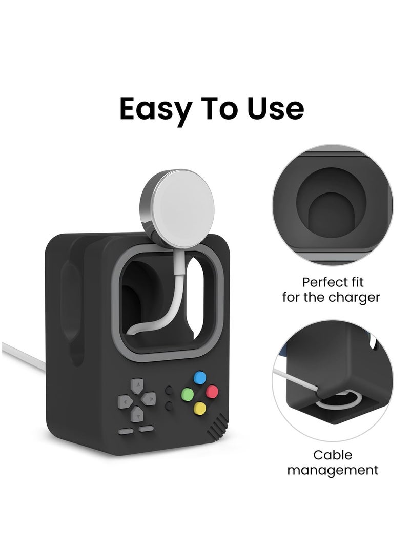 SYOSI Charging Stand Compatible with Apple Watch Ultra SE2 Series 8 7 6 SE 5 4 3 2 1 (49mm, 45mm, 44mm, 42mm, 41mm, 40mm, 38mm) Silicone Charging Holder Dock, Supports Nightstand Mode  - Image 4