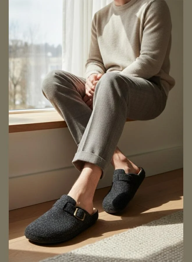 بوراتي شباشب منزل رجالية شتوية من اللباد بحزام بوراتي