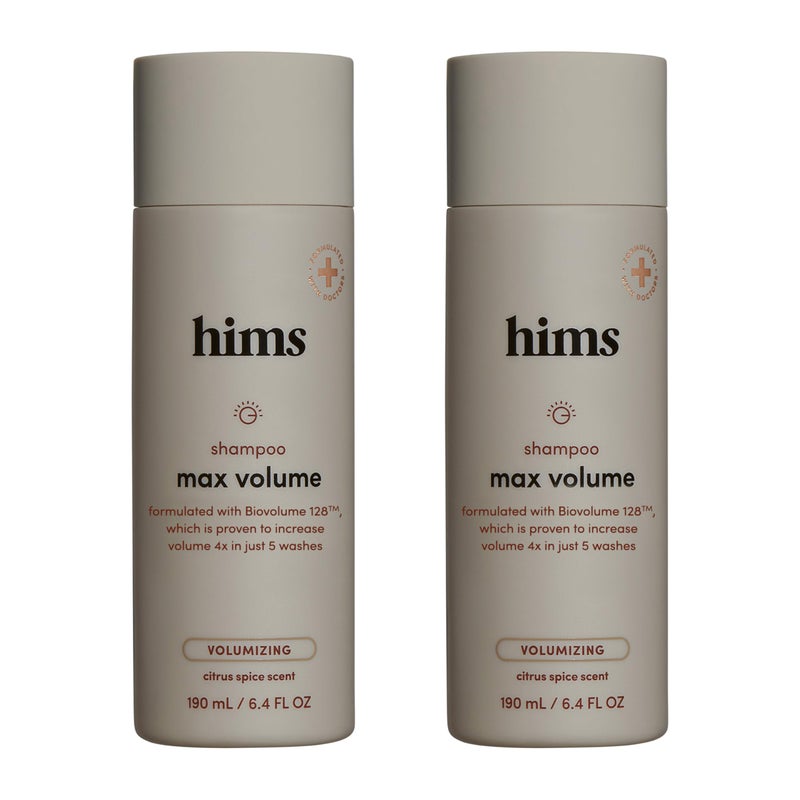 hims Max Volume Shampoo, 2 Pack - Volumizing Natural Shampoo for Men with Biotin - Adds Volume, Shine & Bounce - Citrus Spice - 2 x 6.4 fl oz - Image 1