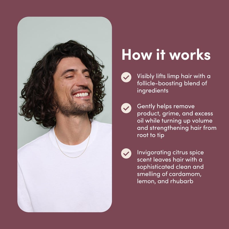 hims Max Volume Shampoo, 2 Pack - Volumizing Natural Shampoo for Men with Biotin - Adds Volume, Shine & Bounce - Citrus Spice - 2 x 6.4 fl oz - Image 4