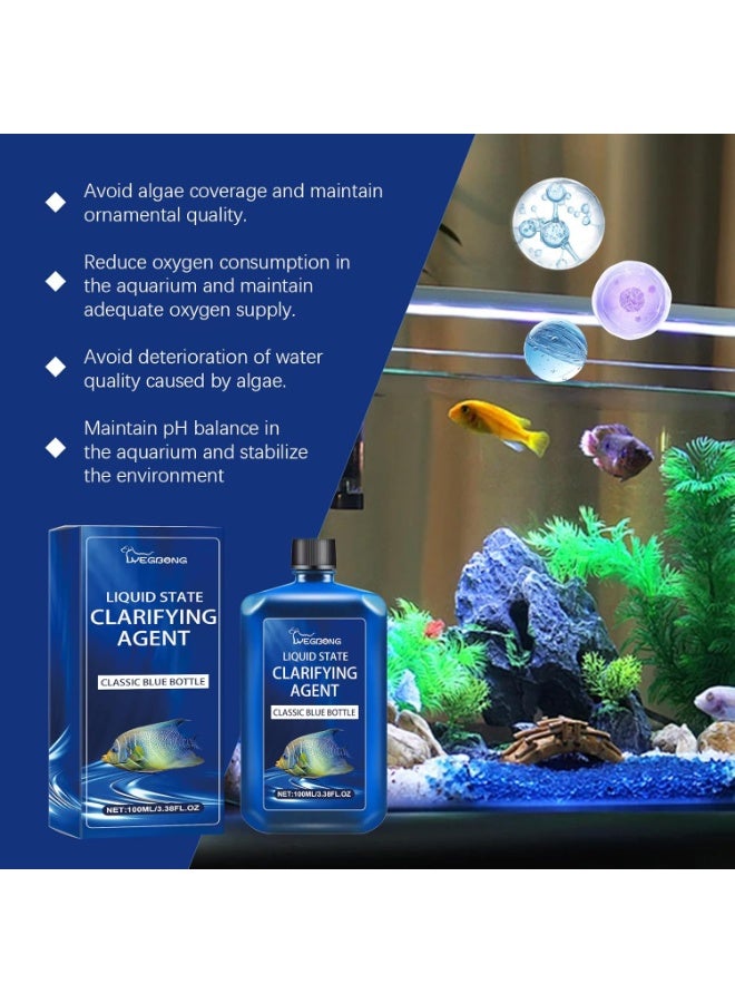 YEGBONG Liquid State Clarifying Agent, All-Natural Aquarium Algae Remover, Fish Tank Cleaner with Beneficial Bacteria & Enzymes, Safe for Freshwater & Saltwater Fish, Keeps Tank Clear and Healthy 100ml - Image 2