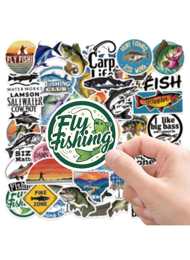 NIBEMINENT 50 Pcs Outdoor Fishing Deco Kit Waterproof Stickers, High Definition Printing Bright Colors, Suitable for Laptop Skateboard Luggage Water Bottle Guitar DIY - Image 2
