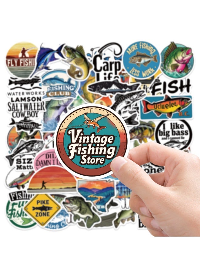 NIBEMINENT 50 Pcs Outdoor Fishing Deco Kit Waterproof Stickers, High Definition Printing Bright Colors, Suitable for Laptop Skateboard Luggage Water Bottle Guitar DIY - Image 3