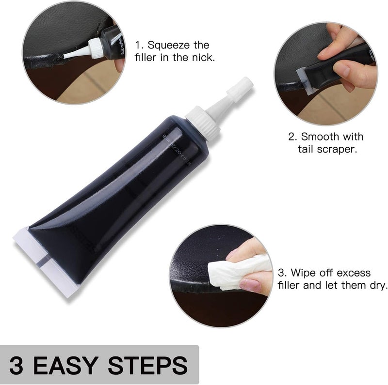 SEISSO 12 Colors Leather Repair Kit - for Furniture Car Seats Couches Sofa Shoes Boat, Leather Dye Restore Scratches Tears Holes, Purses Jacket Leather Paint, Vinyl Repair Kit Bonded Leather Genuine Italian… - Image 4