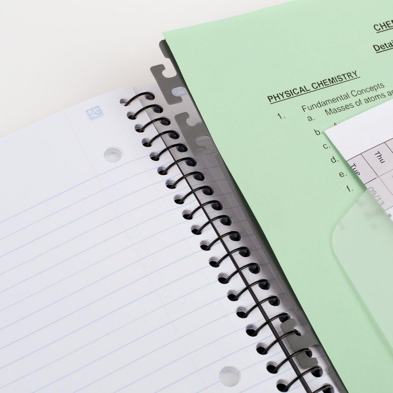 Mead Advance Spiral Notebooks + Study App, 2 Pack, 1 Subject, College Ruled Paper, 11" x 8-1/2", 100 Sheets, With Spiral Guard and Movable Dividers, Black, Pacific Blue (820112) - Image 3