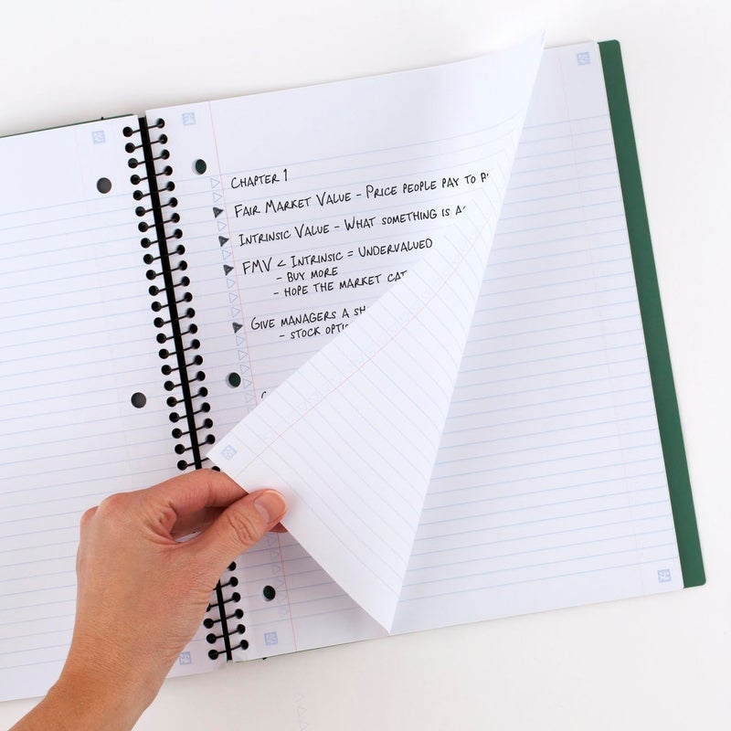 Mead Advance Spiral Notebooks + Study App, 2 Pack, 1 Subject, College Ruled Paper, 11" x 8-1/2", 100 Sheets, With Spiral Guard and Movable Dividers, Black, Pacific Blue (820112) - Image 4