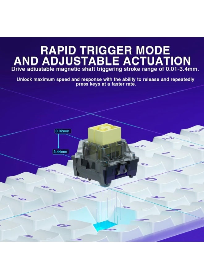 AULA Aula Hero 84 HE - 75% Mechanical Gaming Keyboard Wired, Magnetic Switches Hot Swappable Hall Effect Keyboard, Rapid Trigger Mode 8000Hz Polling Rate, RGB Neon Light Box, Gamers Keyboards for PC/Mac (WhitePurple-Black Emperor Axis)  - Image 5