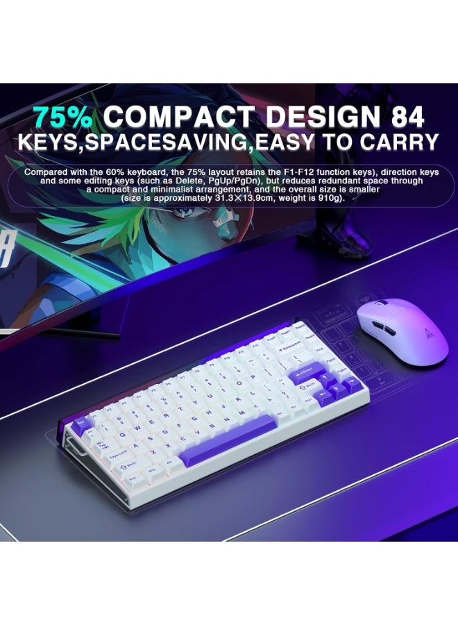 AULA Aula Hero 84 HE - 75% Mechanical Gaming Keyboard Wired, Magnetic Switches Hot Swappable Hall Effect Keyboard, Rapid Trigger Mode 8000Hz Polling Rate, RGB Neon Light Box, Gamers Keyboards for PC/Mac (WhitePurple-Black Emperor Axis)  - Image 3