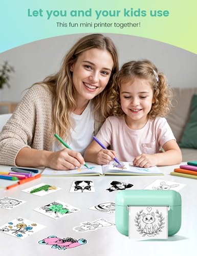 Memoking Mini Printer - Portable Sticker Printer Q02E, Pocket Thermal Inkless Sticker Maker Bluetooth Print Pod Small Receipt Printer for Study Note,Diagrams, Scrapbook, Journal, Gift, DIY - Image 3