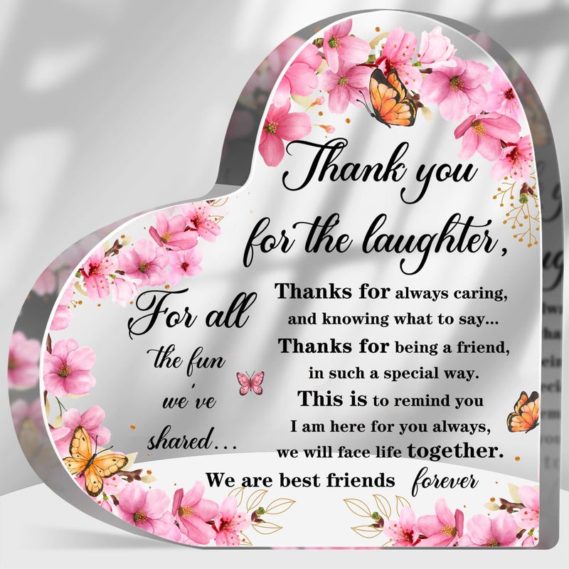 Tillfuru Friendship Thank You Gifts for Women Best Friends Forever Plaque for Her Bestie Birthday Gifts Acrylic Heart Decoration for Home Best Friend Forever Plaque Gifts for Bestie  - Image 1
