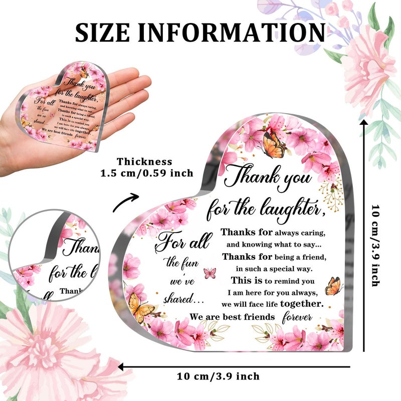 Tillfuru Friendship Thank You Gifts for Women Best Friends Forever Plaque for Her Bestie Birthday Gifts Acrylic Heart Decoration for Home Best Friend Forever Plaque Gifts for Bestie  - Image 2