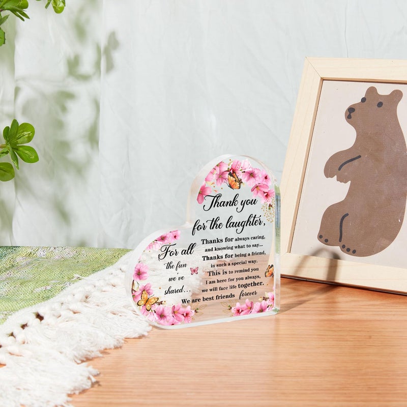 Tillfuru Friendship Thank You Gifts for Women Best Friends Forever Plaque for Her Bestie Birthday Gifts Acrylic Heart Decoration for Home Best Friend Forever Plaque Gifts for Bestie  - Image 3