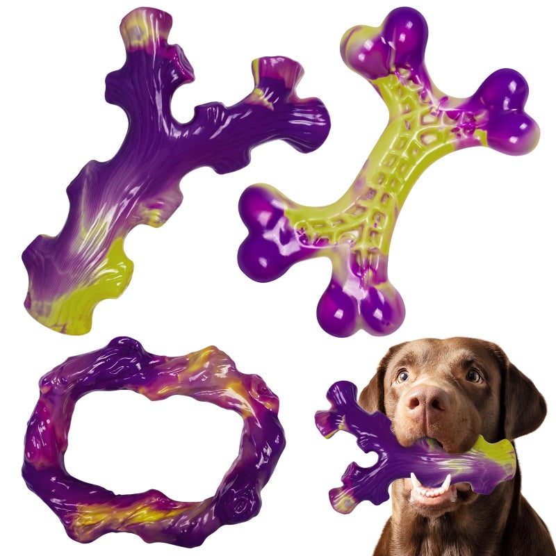 Frienhund Tough Dog Toys for Aggressive Chewers 3 Pack Indestructible Dog Toy for Large Dogs Dog Chew Toys to Keep Them Busy Dog Bones for 15100lbs PuppyMediumLarge Breeds Interactive Dog Toys - Image 2