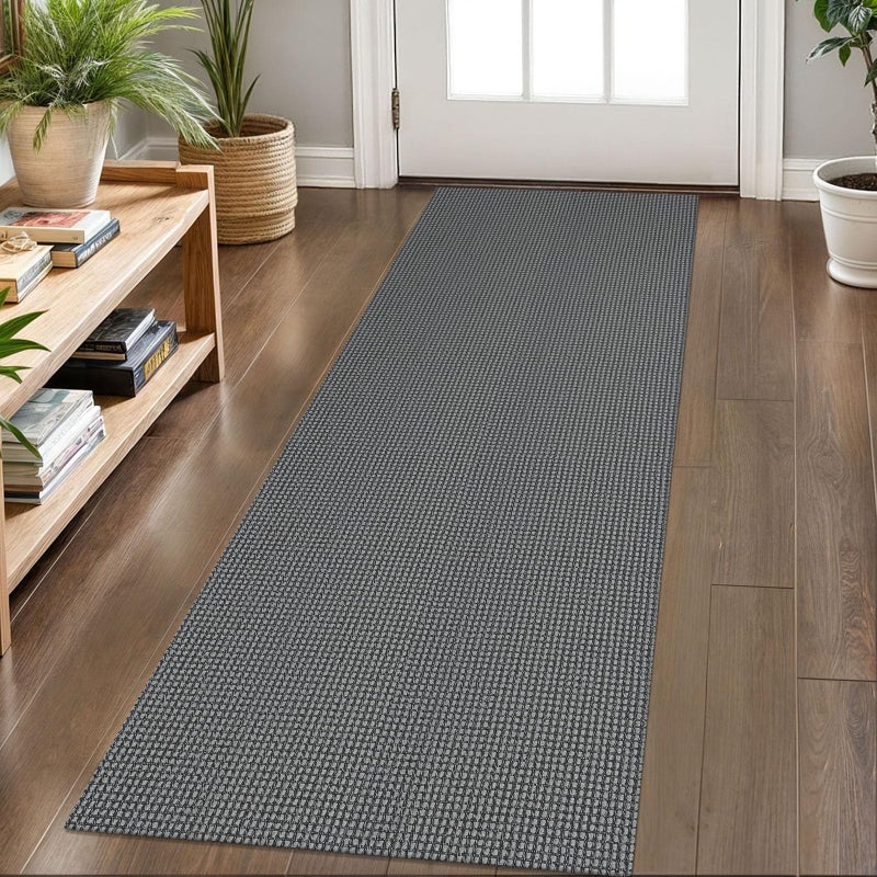 KOZYFLY Runners for Hallways 2x6 ft Washable Kitchen Runner Non Slip Rubber Backed Hall Runners Cotton Entryway Runner Rugs Floor Carpet for Indoor Backdoor Bedroom Kitchen GreyDark Grey