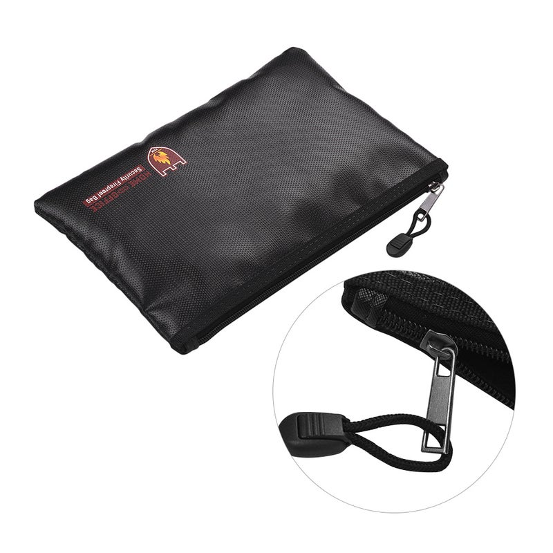 Fireproof Document Bag Silicone Coated Fiberglass Money Bag Pouch Holder Water Fire with Zipper Closure Storage for File Jewelry Valuables, Small Size - Image 4