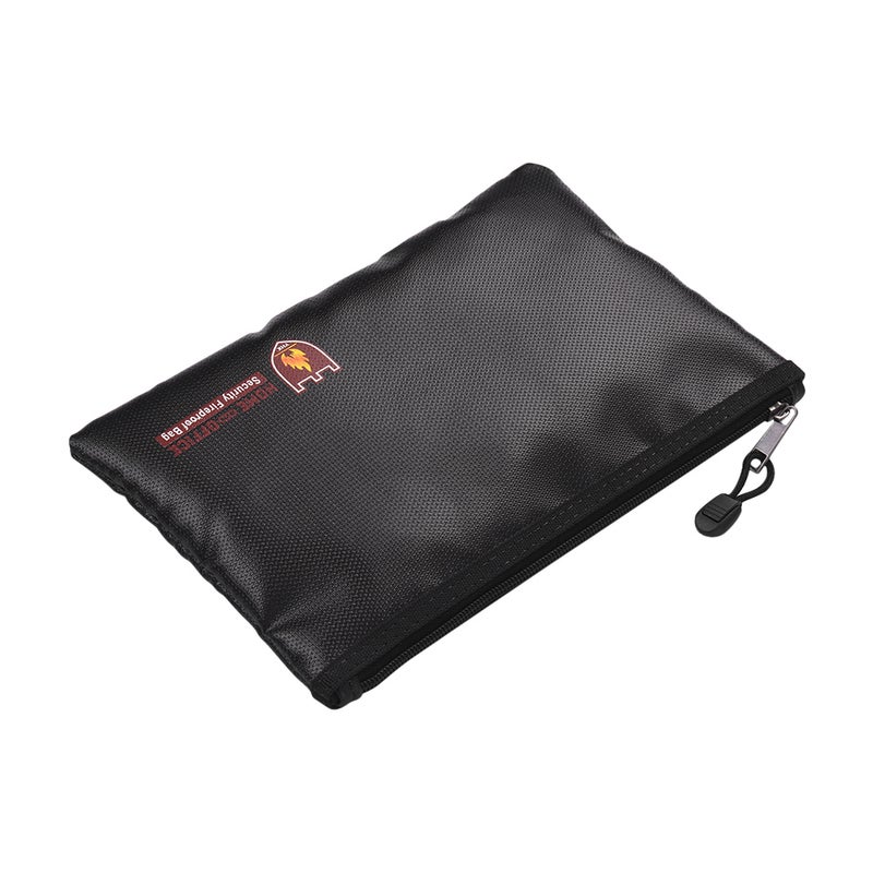 Fireproof Document Bag Silicone Coated Fiberglass Money Bag Pouch Holder Water Fire with Zipper Closure Storage for File Jewelry Valuables, Small Size - Image 1